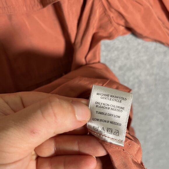 John mark Tunic Top Womens L Copper Long Sleeve Button Up Shirt Blouse Rayon - Picture 10 of 12